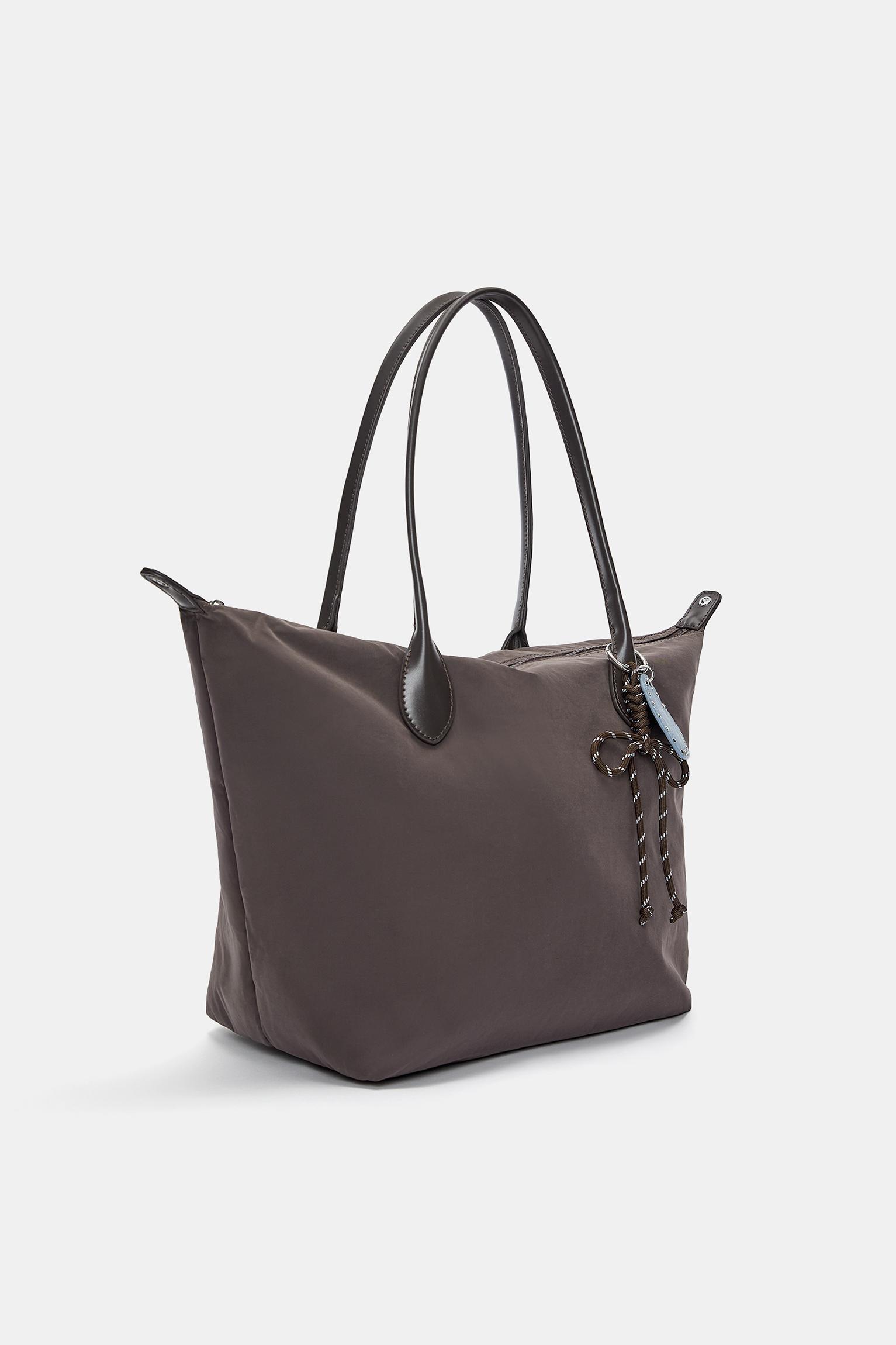 Nylon shopper bag with charm detail Product Image