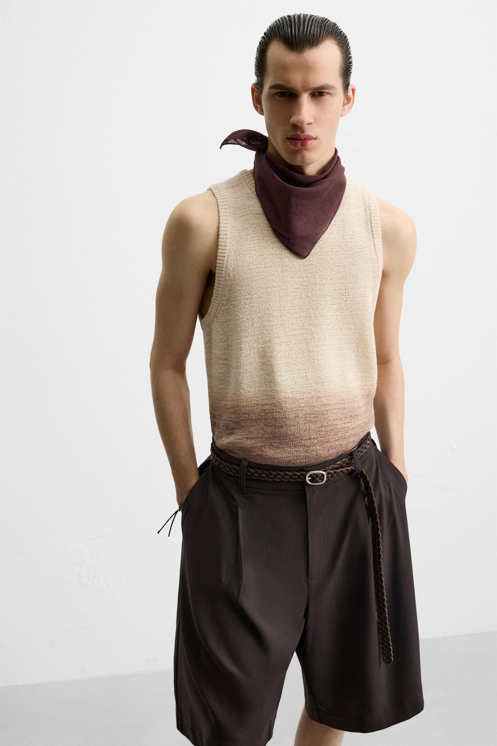 COTTON LINEN BLEND KNIT T-SHIRT Product Image