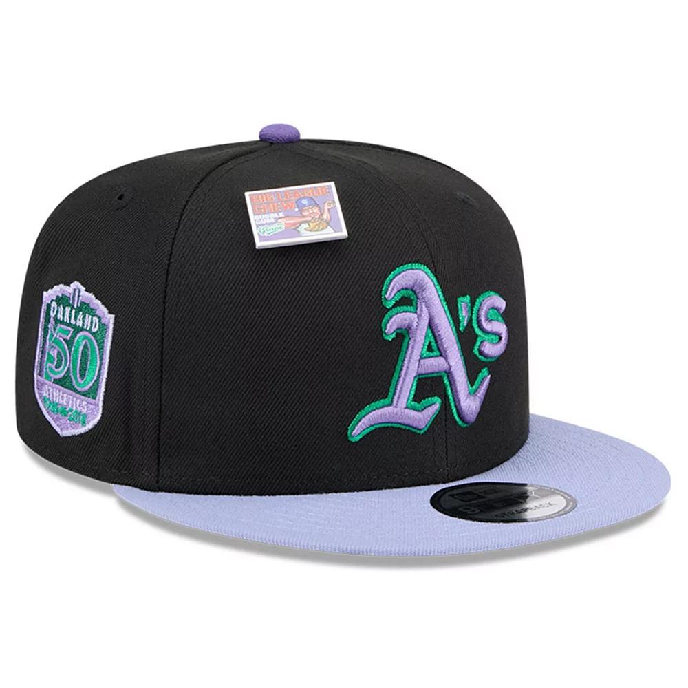 Men's New Era Black/Purple Oakland Athletics Grape Big League Chew Flavor Pack 9FIFTY Snapback Hat Product Image