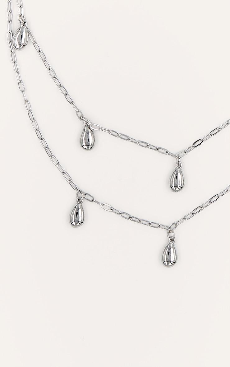 Silver Tear Drop Layered Necklace Product Image