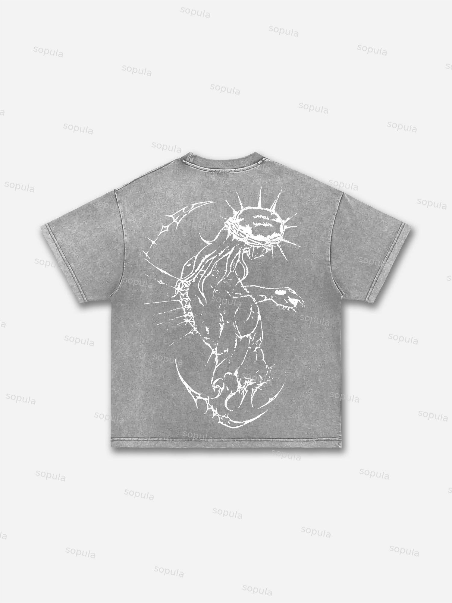 Cross Jesus Graphic Acid Wash T-shirt Product Image