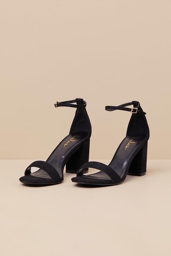 Arylee Black Suede Ankle Strap Heels Product Image