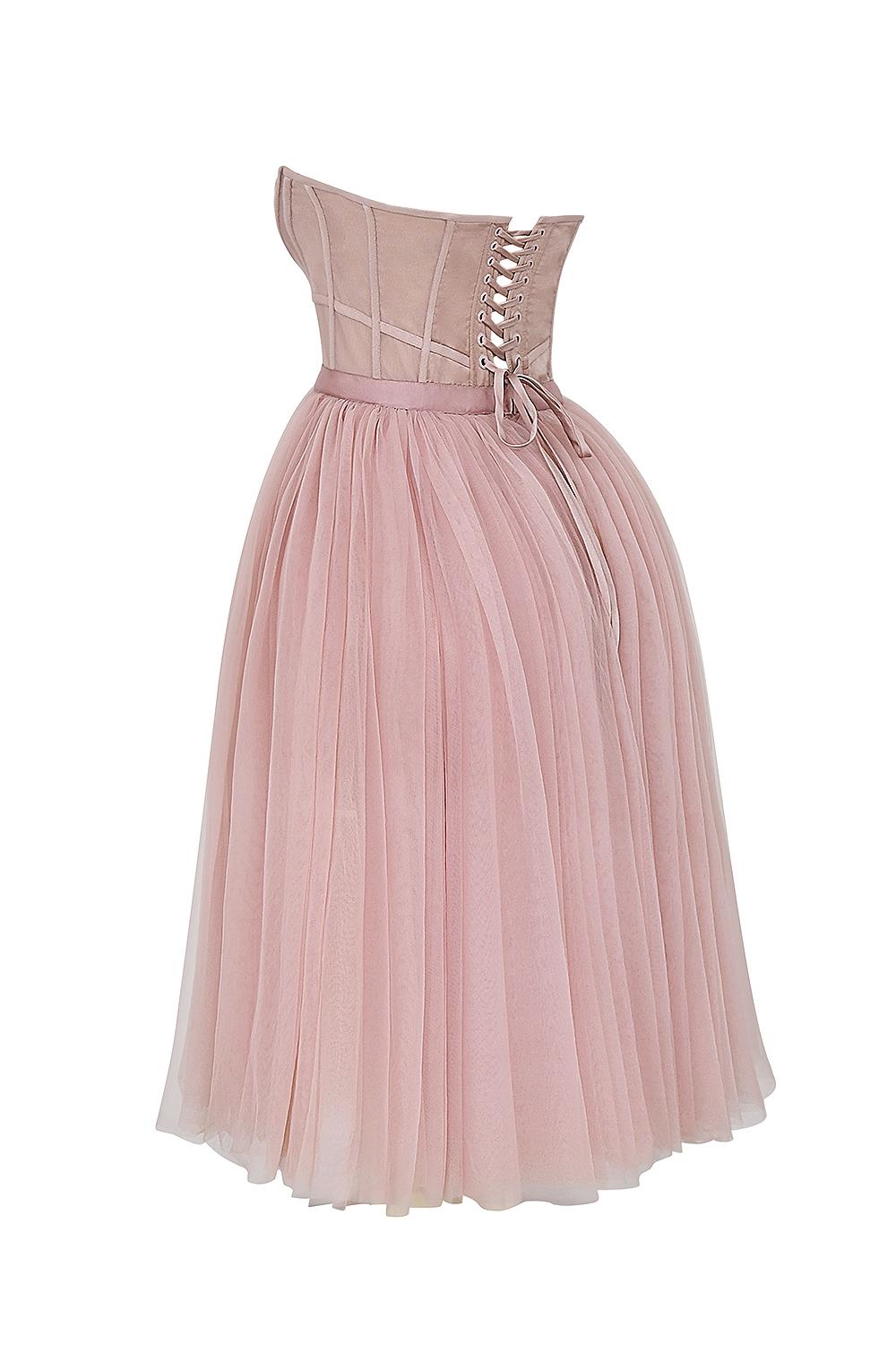 Darling  french rose tulle midi dress - sale Product Image