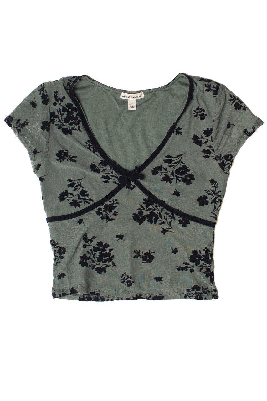 Velvet Floral Mesh Top Product Image
