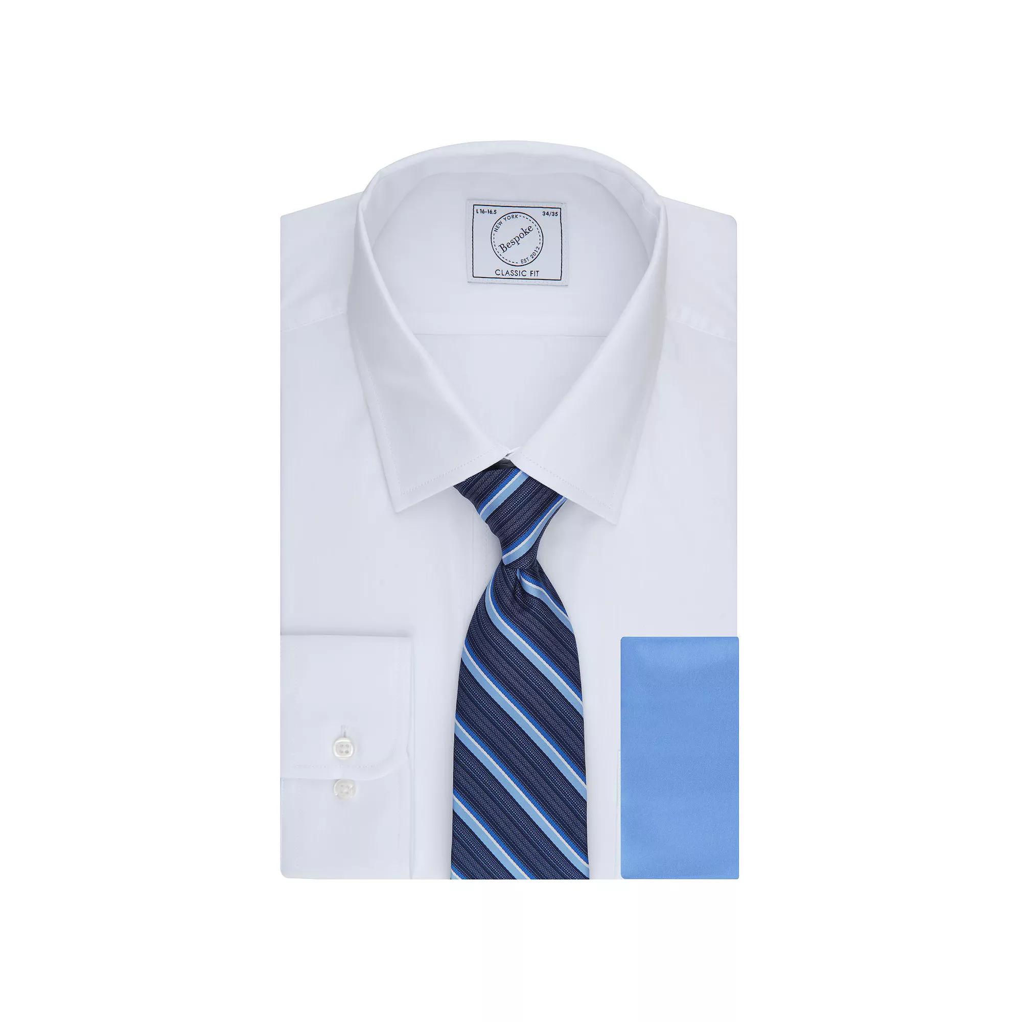 Men's Bespoke Classic-Fit Dress Shirt, Tie & Pocket Square Set, Size: Medium-34/35, Studio White Product Image