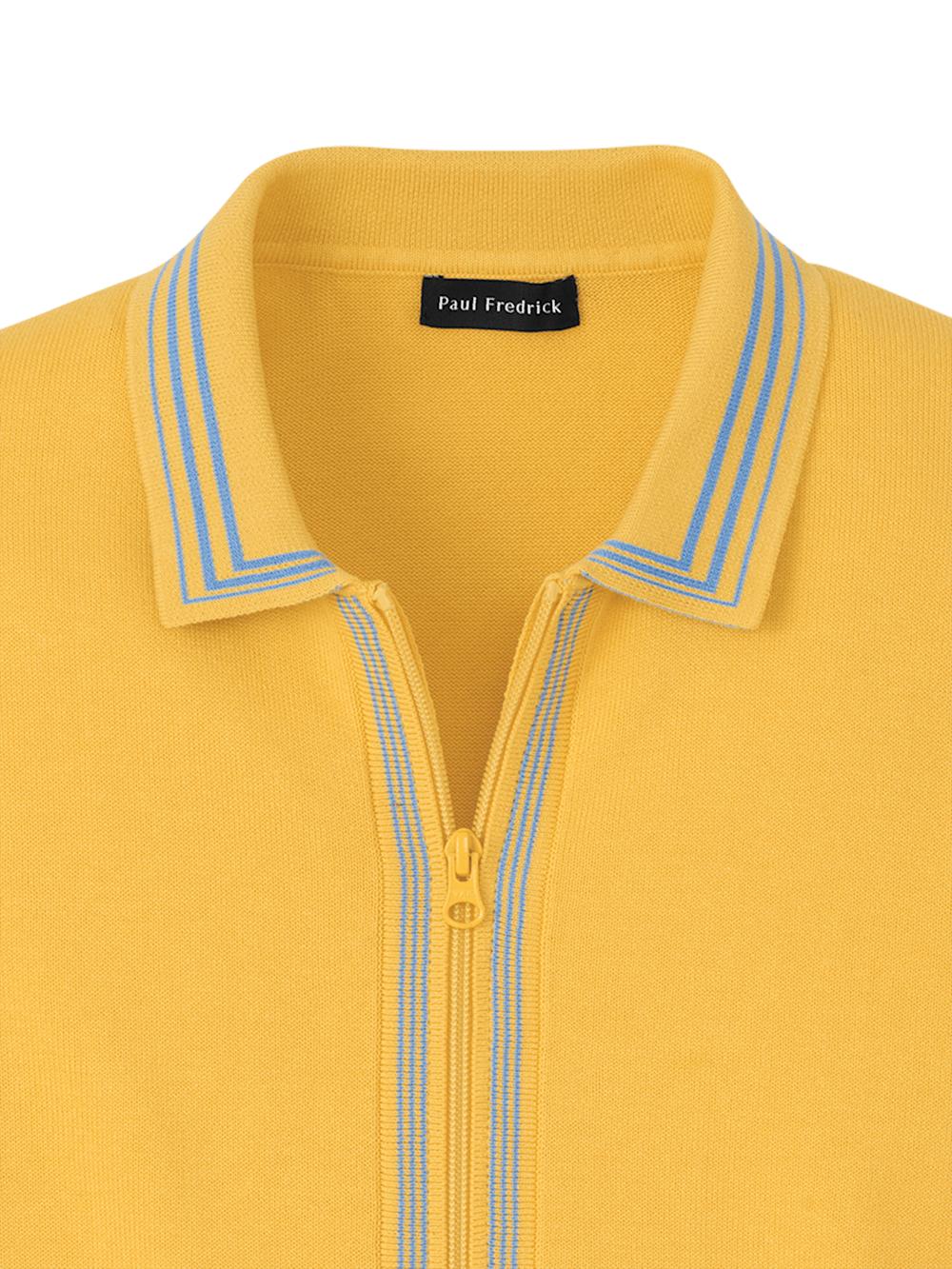 Cotton Full Zip Polo - Yellow Product Image