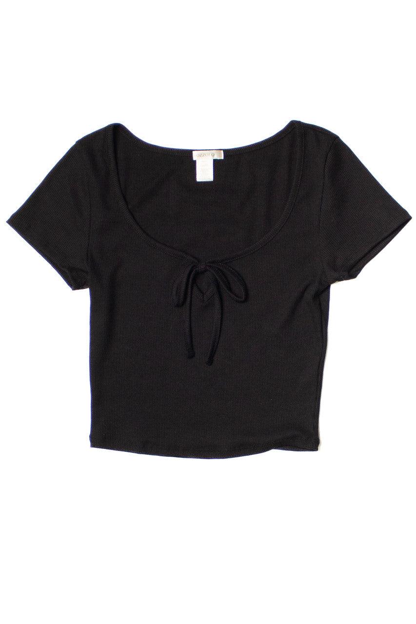 Black Tie Front Ribbed Tee Product Image