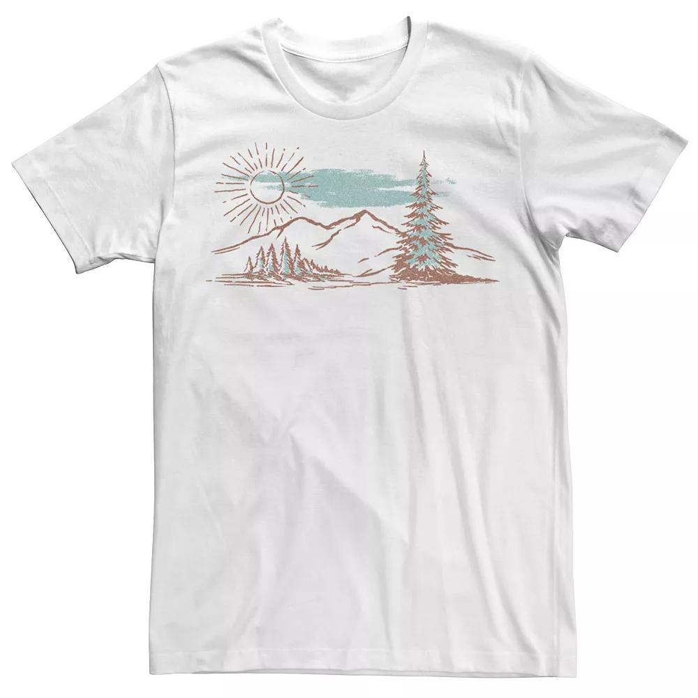 Men's Simple Line Drawn Mountain Scene Tee, Boy's, Size: XL, Black Product Image
