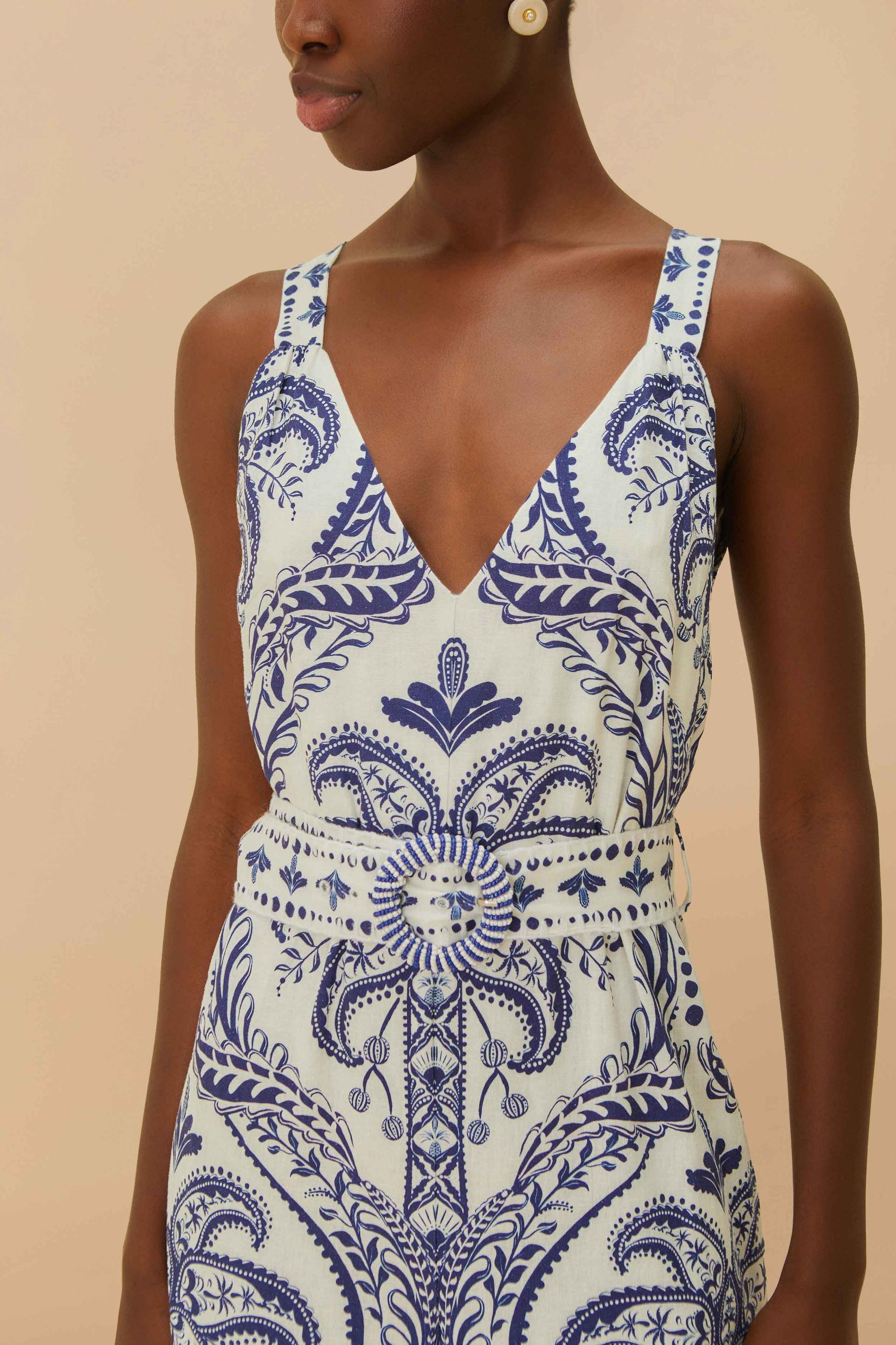 Off-White Tropical Cameo LENZING™ ECOVERO™ Euroflax™ Jumpsuit Product Image