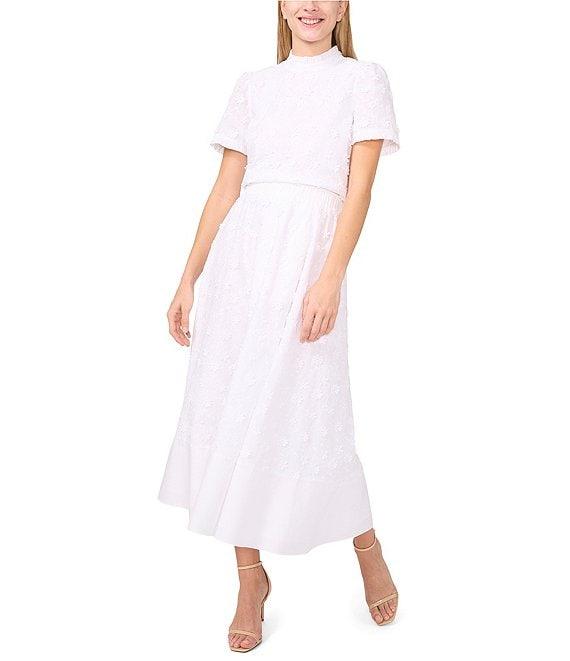 CeCe Floral Embroidered Midi A-Line Skirt Product Image