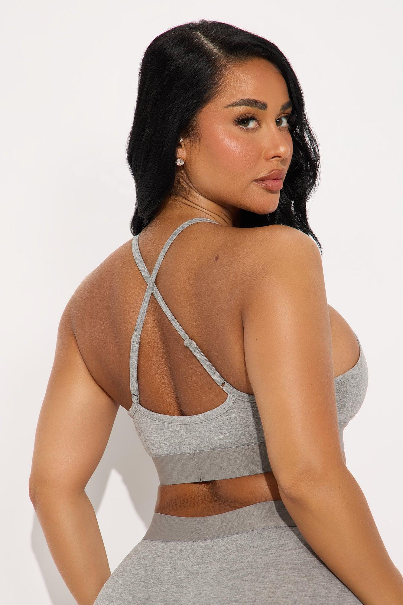 FN Mood Scoop Cami Cotton Bra - Heather Grey Female Product Image