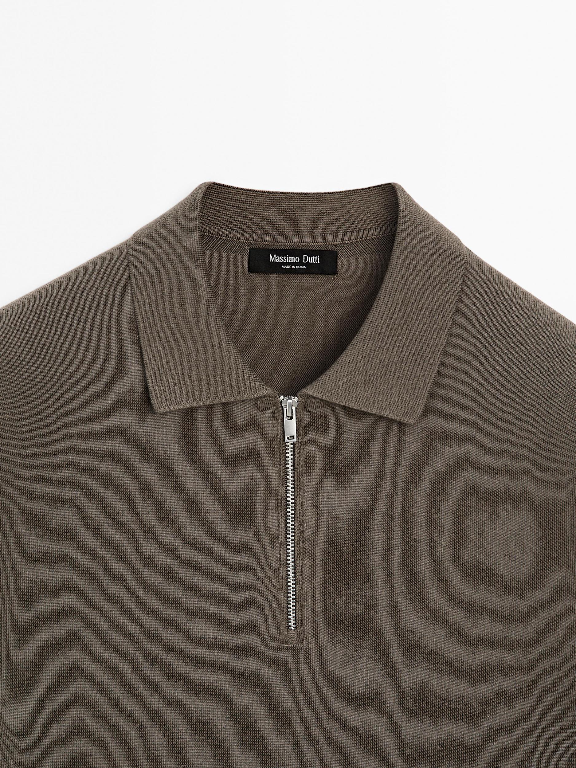 Knit polo sweater with zip Product Image