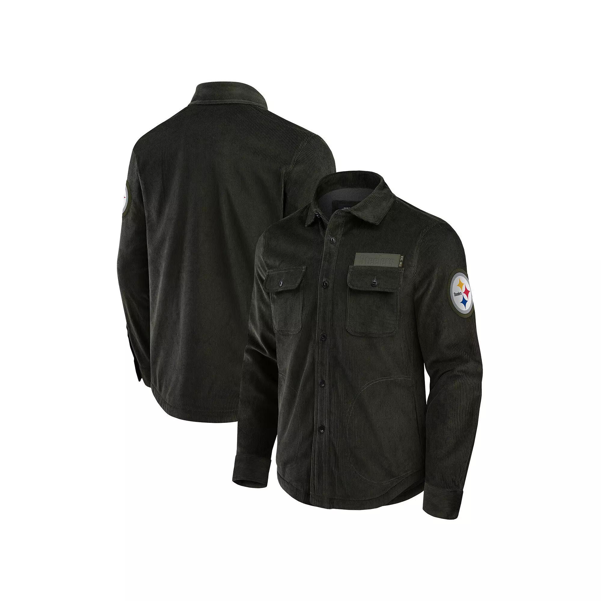 Men's Darius Rucker Collection by Fanatics Dark Green Pittsburgh Steelers Corduroy Full-Button Shacket,  Product Image