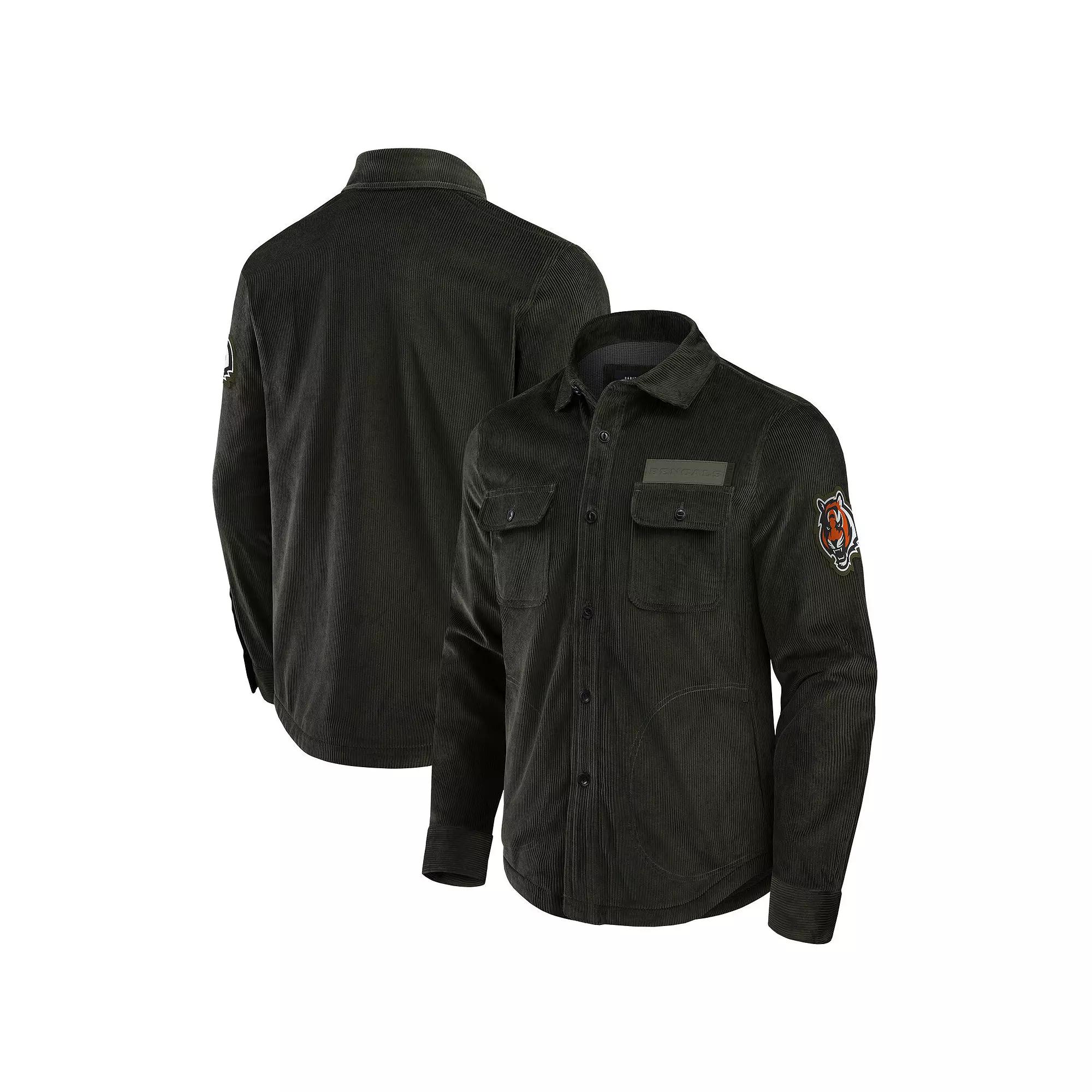 Men's Darius Rucker Collection by Fanatics Dark Green Cincinnati Bengals Corduroy Full-Button Shacket,  Product Image
