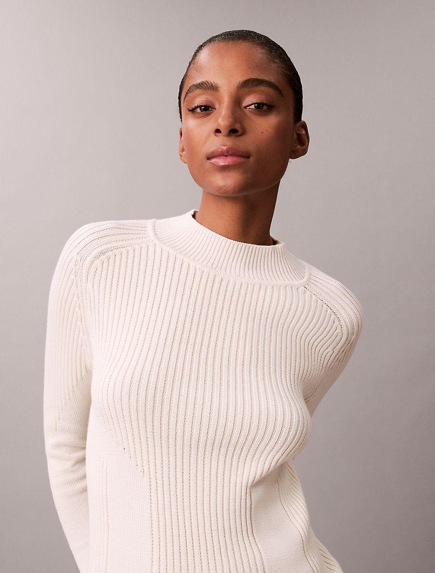 Cotton Rib Slim Sweater Product Image