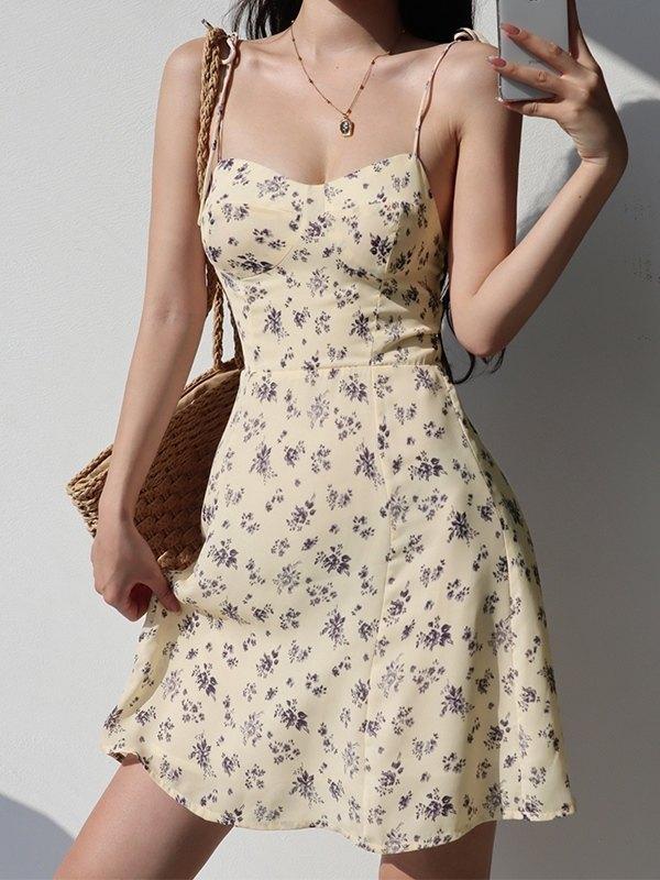 Strappy Tie Floral Mini Dress Product Image