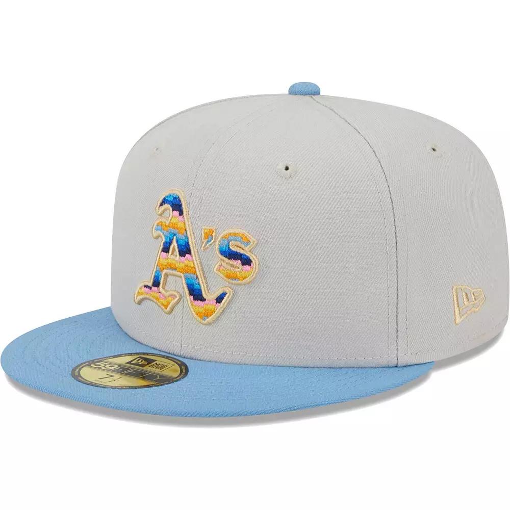 Men's New Era Natural Oakland Athletics Beach Front 59FIFTY Fitted Hat, Size: 7 5/8, Beige Product Image