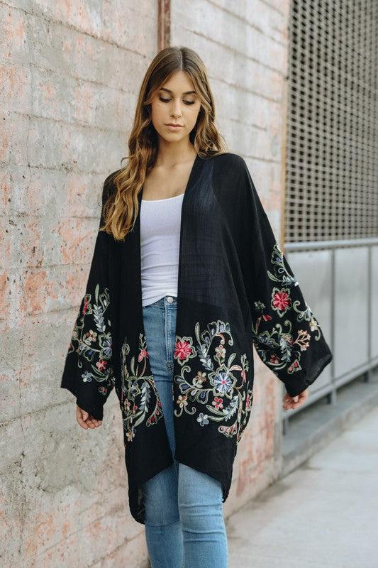 Long Floral Kimono Cardigan Product Image