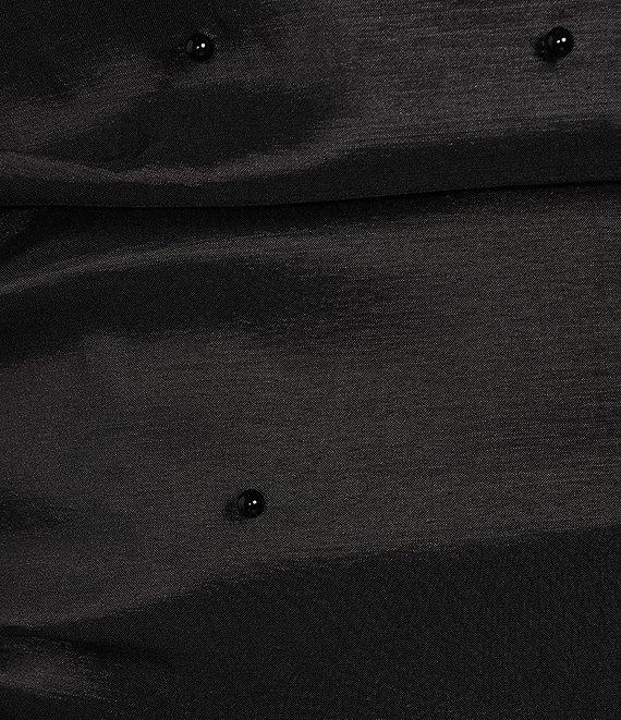 Allison & Kelly Strapless Pearl Taffeta Bow Back Mini Train Dress Product Image