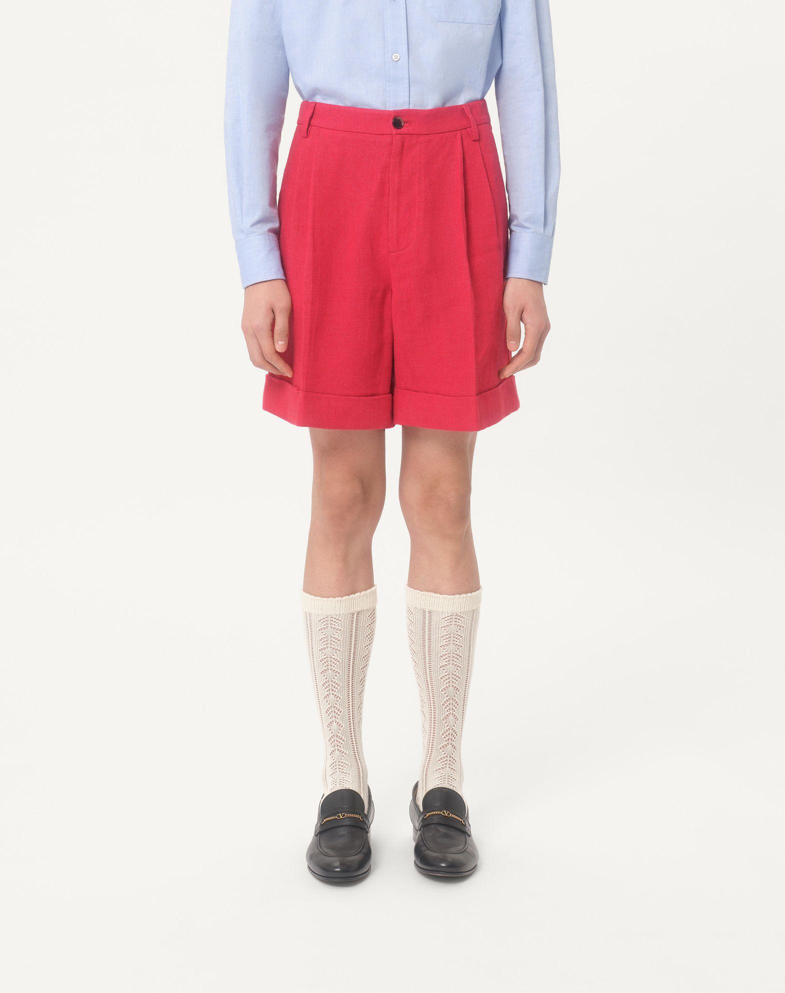 Cuffed Linen Bermuda Shorts Product Image