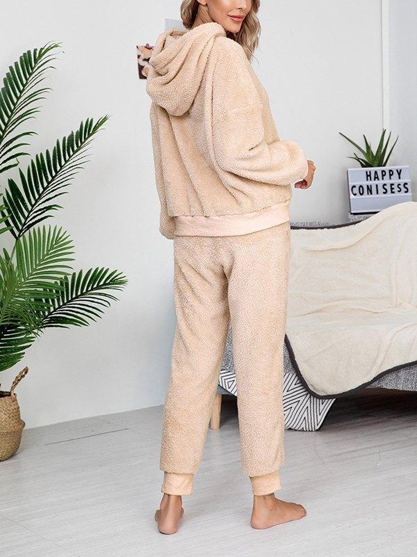 Solid Hooded Two-Piece Lounge Set Product Image