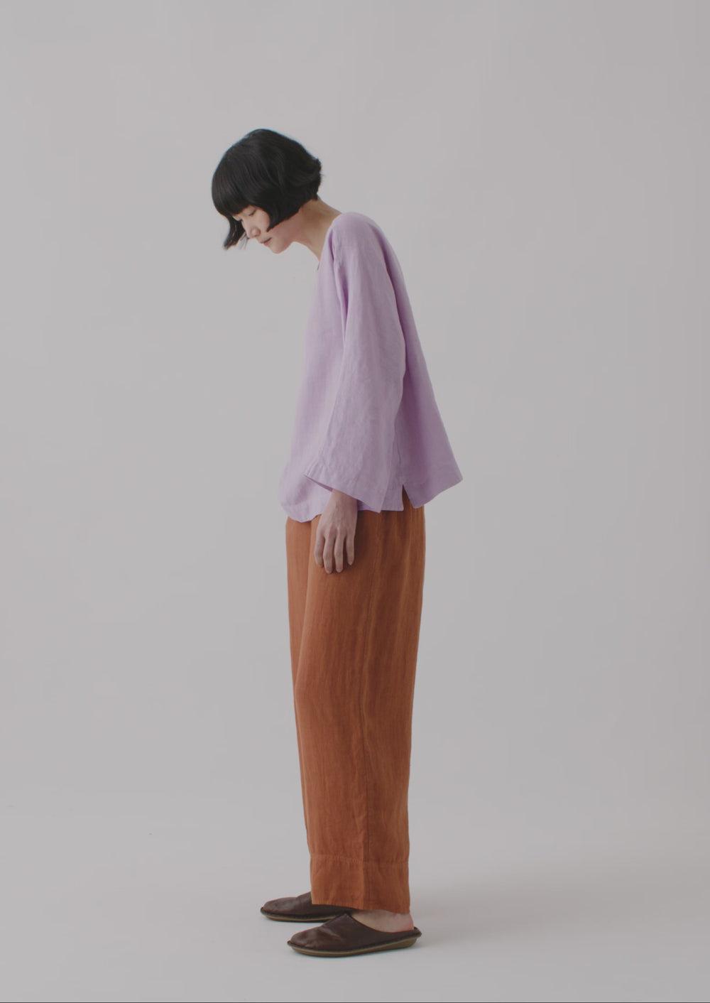 Garment Dyed Linen Top | Lilac Product Image