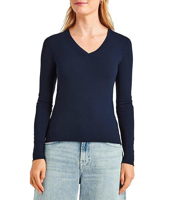 Splendid Bamboo Jersey V-Neck Long Sleeve Tee Product Image