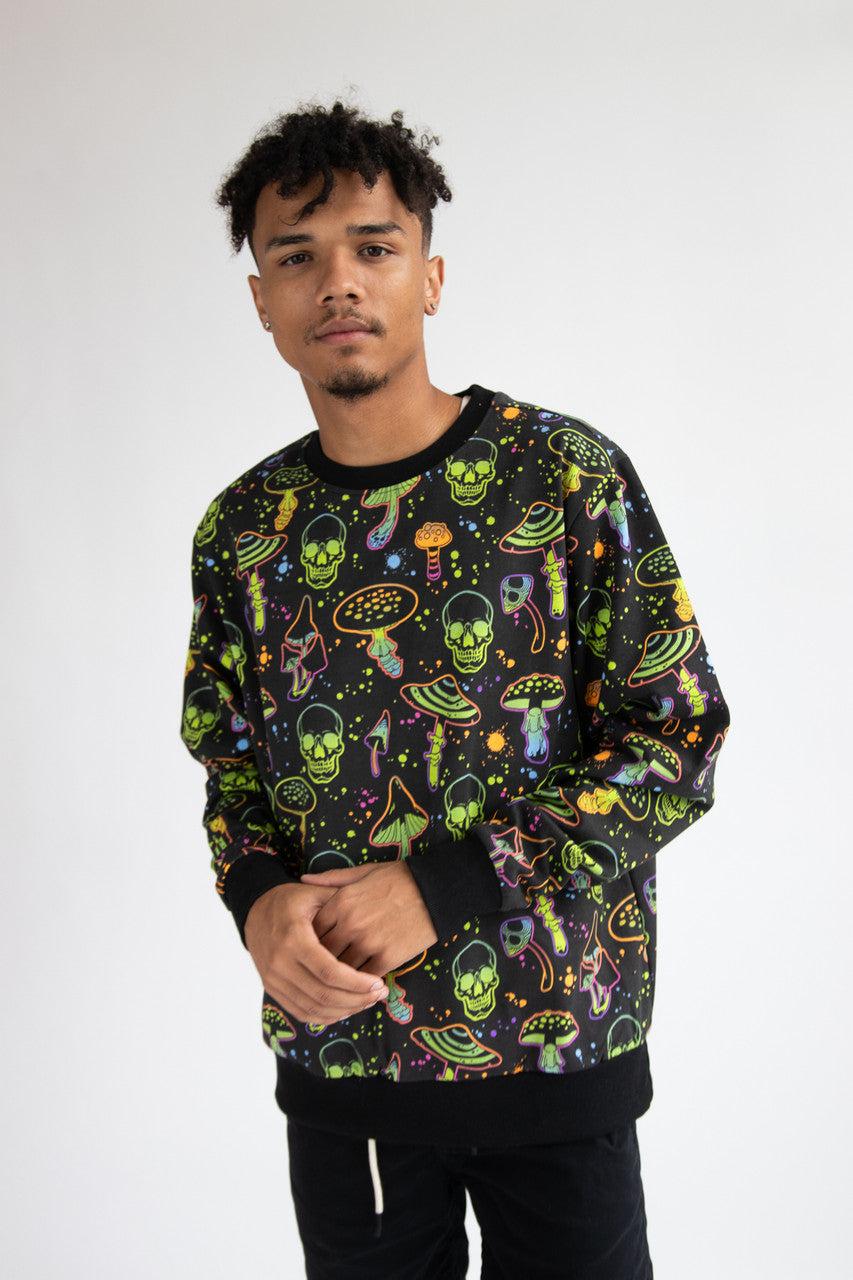 Neon Mushrooms & Skulls Sweatshirt Product Image