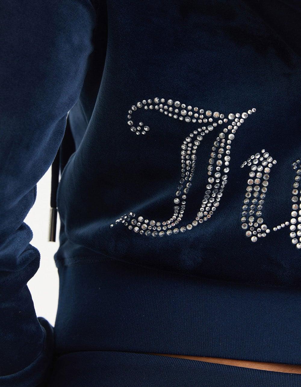 JUICY COUTURE OG Bling Womens Zip-Up Hoodie - NAVY Product Image