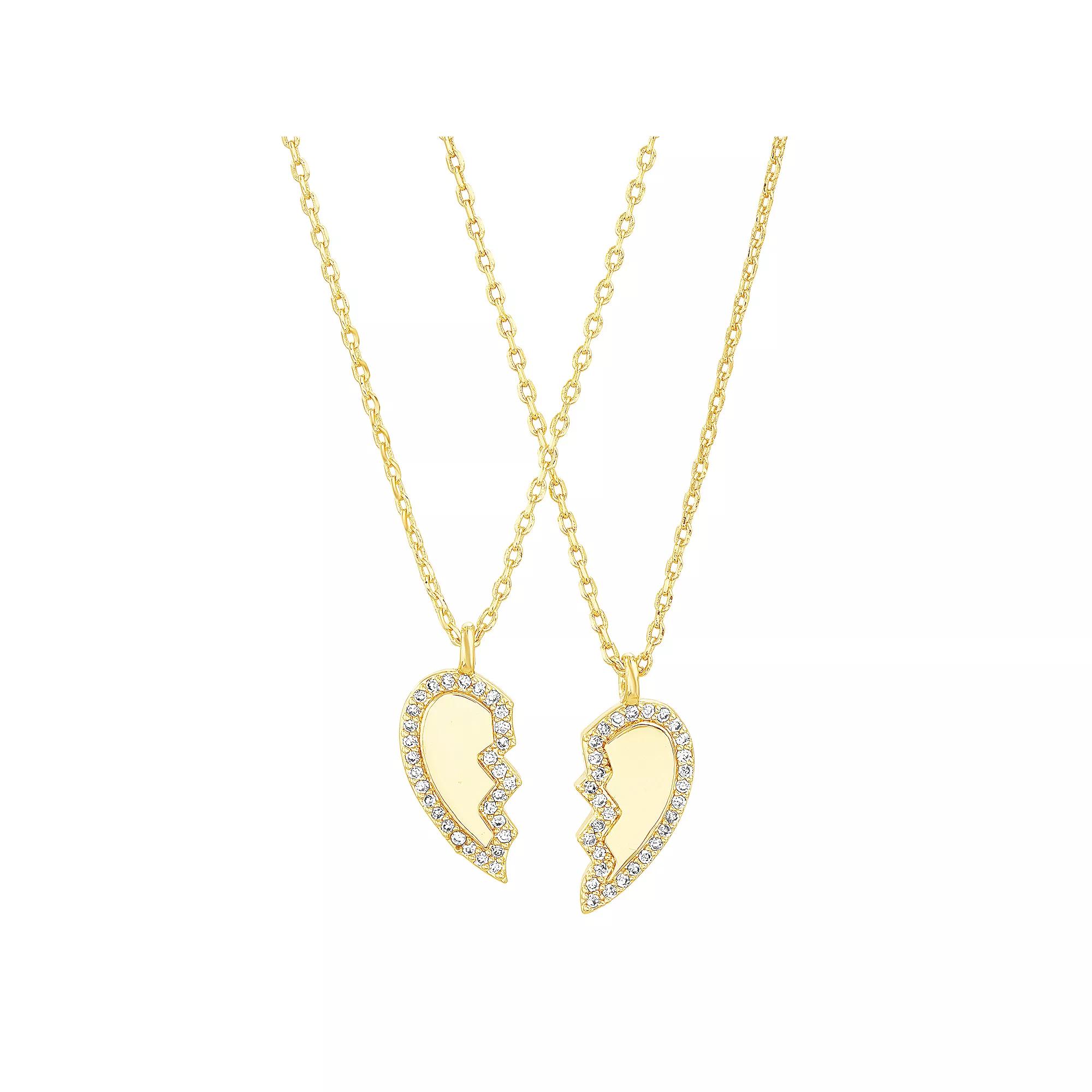 Paige Harper Gold Plated Mommy & Me Cubic Zirconia Half Heart Necklace Set, Women's, Size: 15/18+2", Gold Tone Product Image