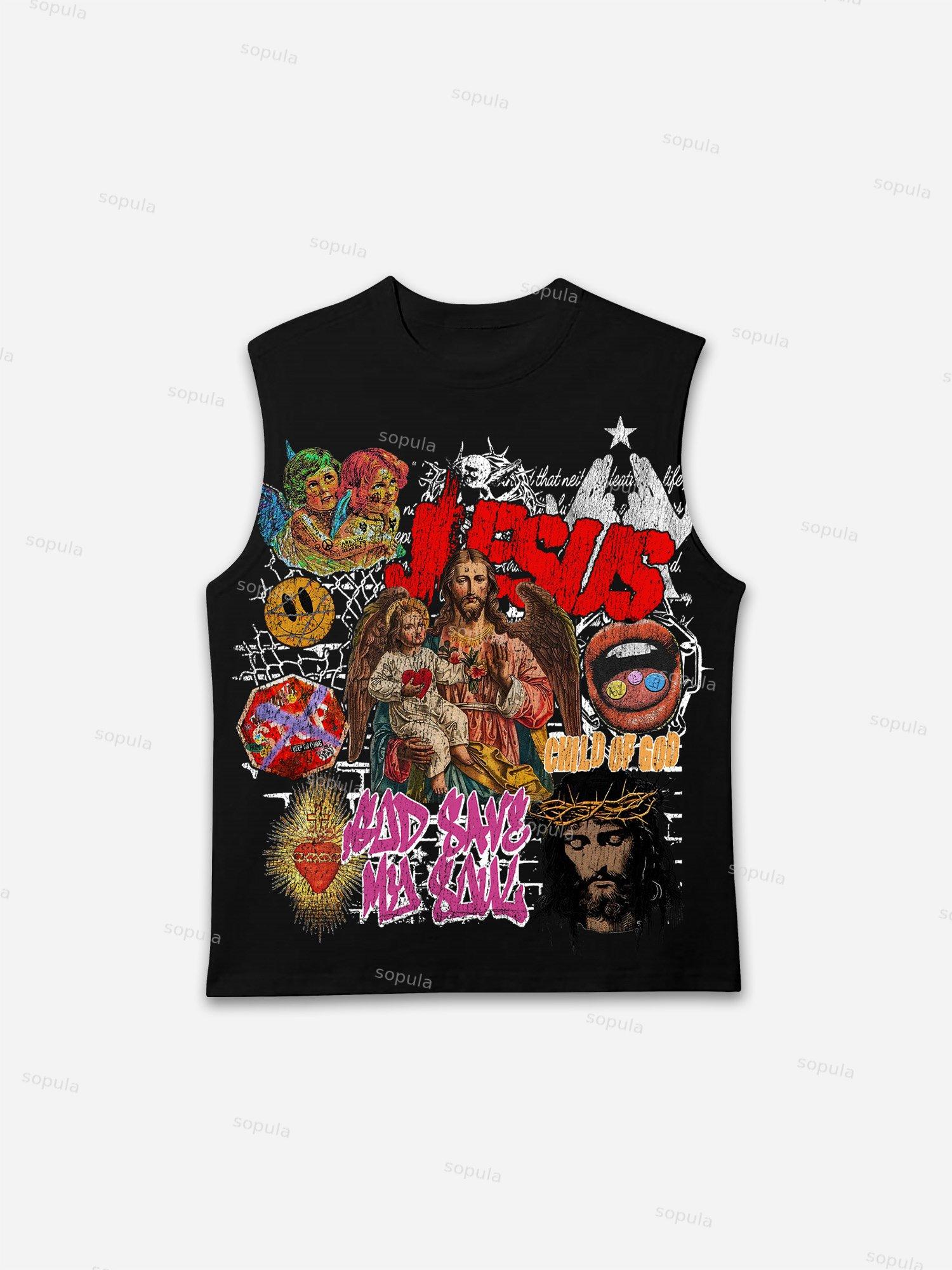 Jesus Graffiti Portrait Print Tank Top Product Image