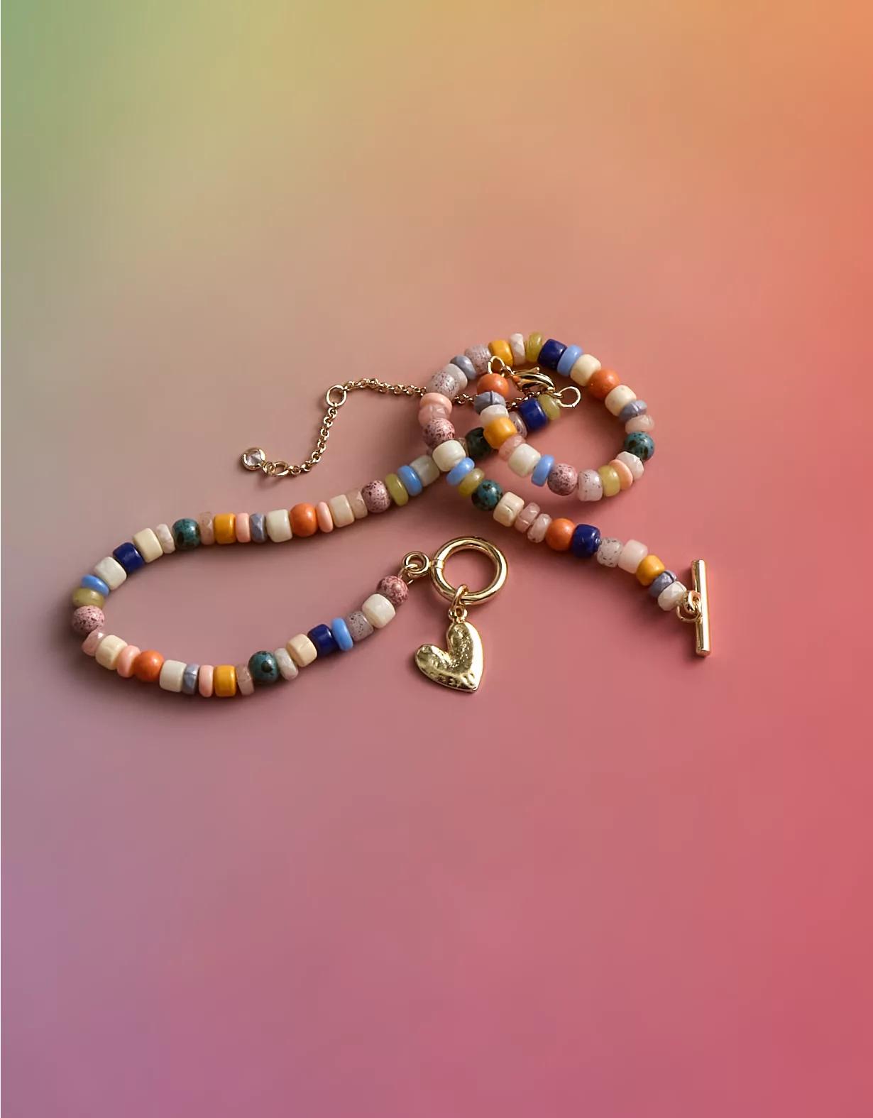 AEO Pride Beaded Heart Necklace Product Image