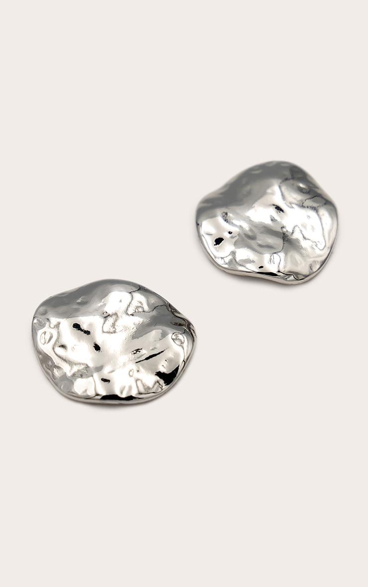 Silver Molten Round Stud Earrings Product Image