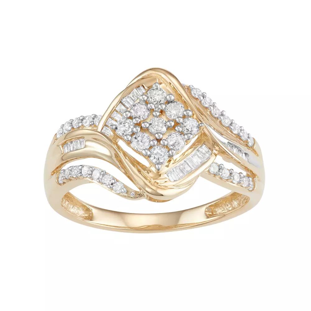 10k Gold 1/2 Carat T.W. Diamond Cluster Ring, Women's, Size: 6, White Product Image