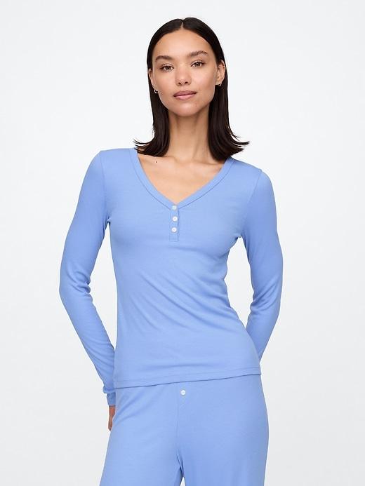 Mini Rib Henley PJ Top Product Image