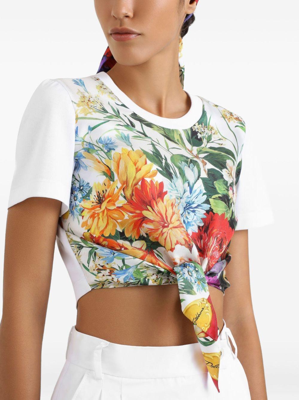 cotton-silk cropped t-shirt Product Image