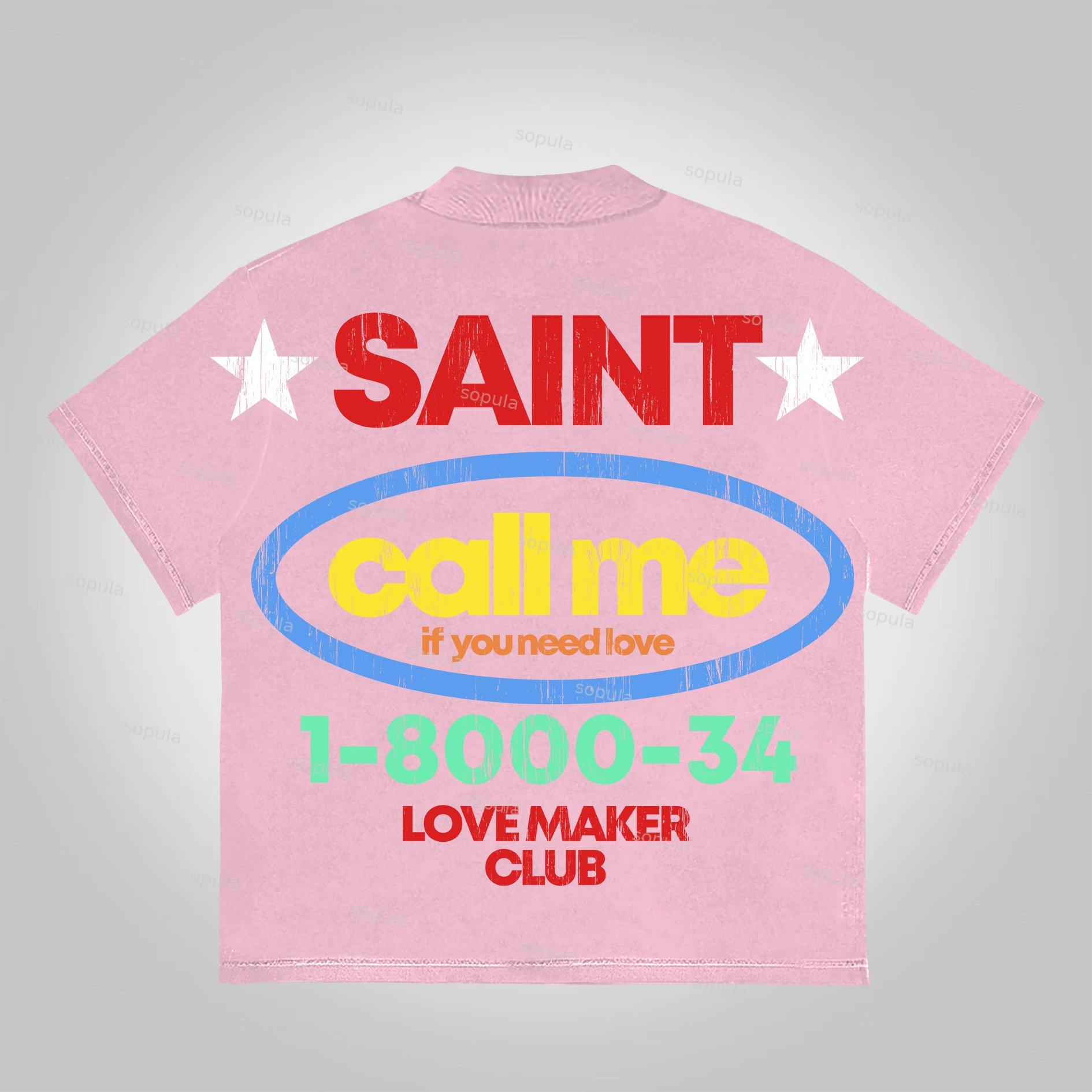 Sopula Vintage Saint Call Me If You Need Love Graphic Short T-Shirt Product Image