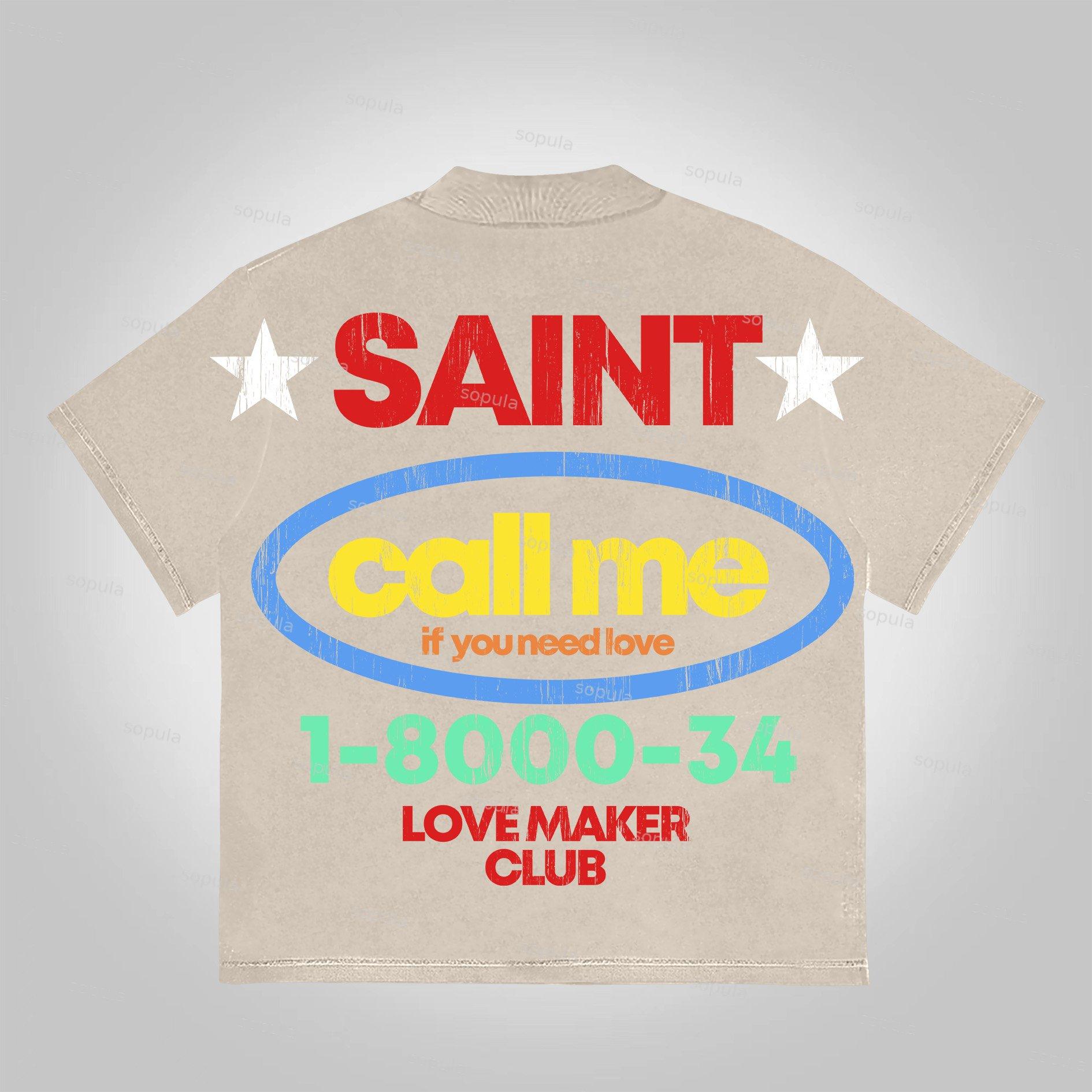 Sopula Vintage Saint Call Me If You Need Love Graphic Short T-Shirt Product Image