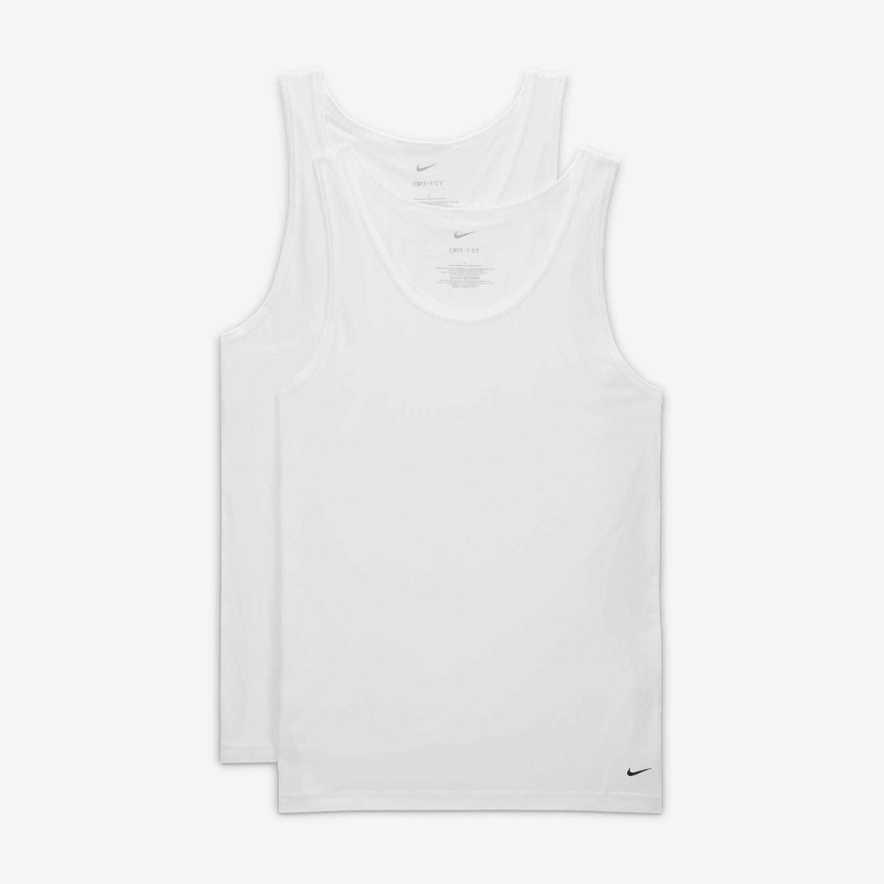 Nike Men's Dri-FIT Essential Cotton Stretch Slim Fit Tank Top Undershirt (2-Pack) Product Image