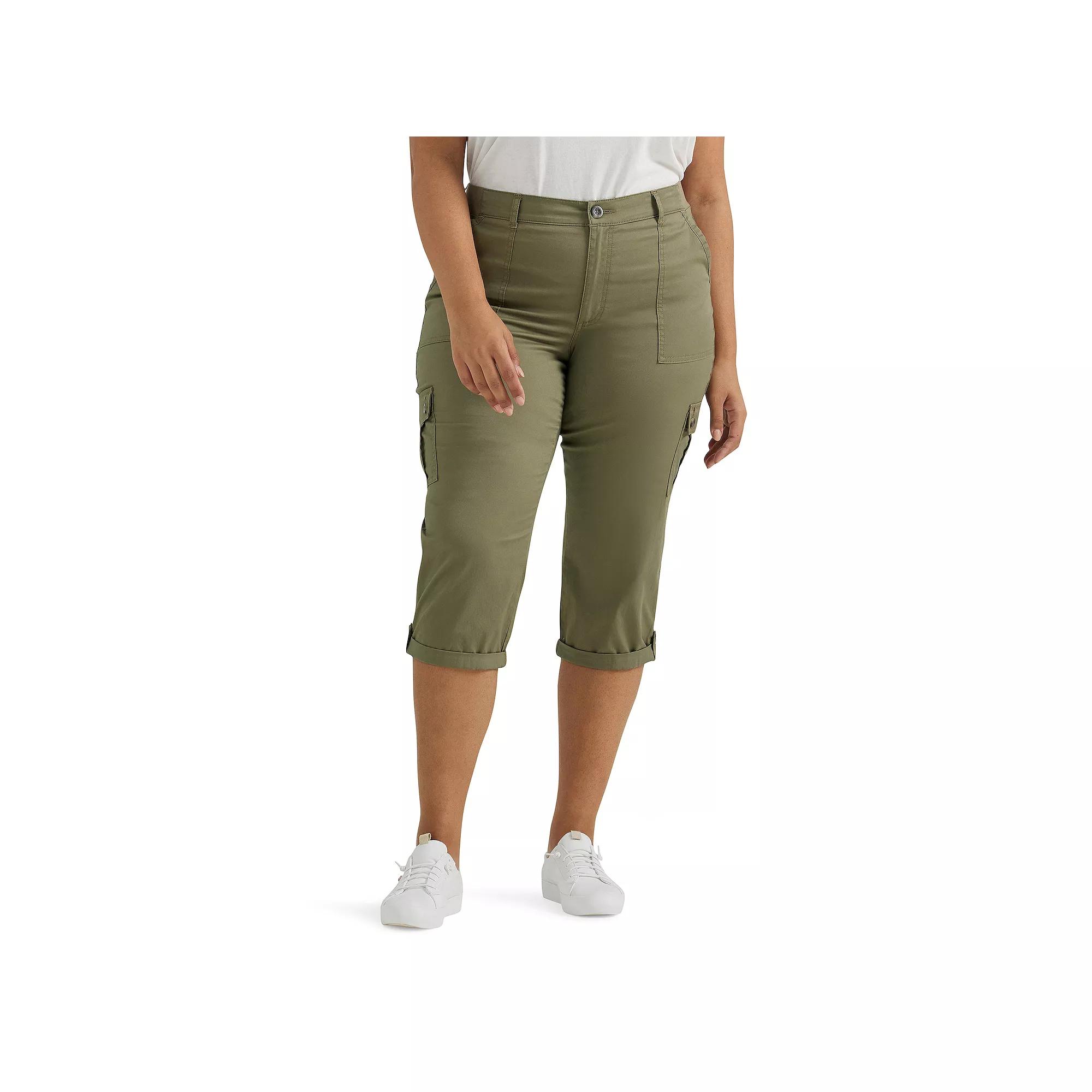 Plus Size Lee® Flex-To-Go Cargo Capri Pants, Women's, Size: 18 - Regular, Deep Lichen Green Product Image