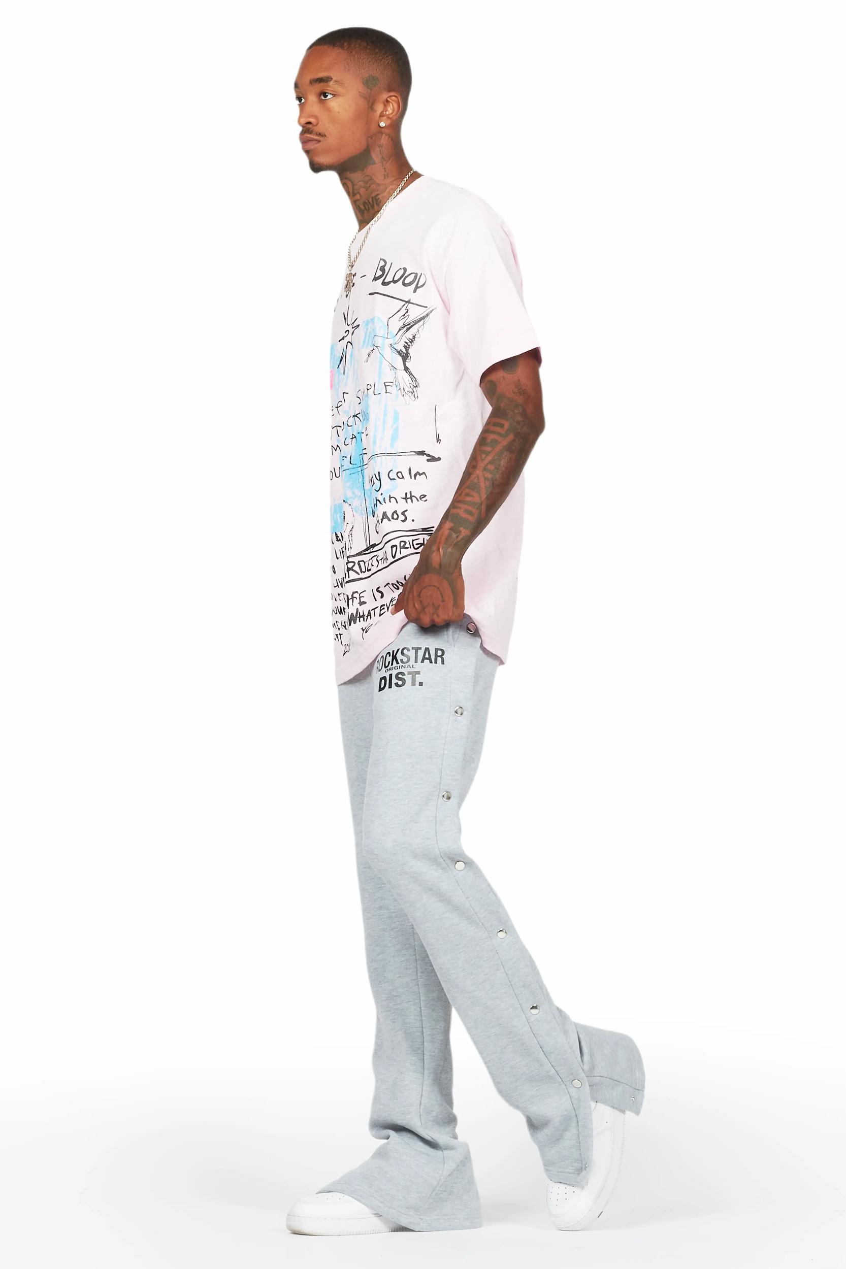 Alpine Heather Grey Baggy Snap Button Pant Male Product Image