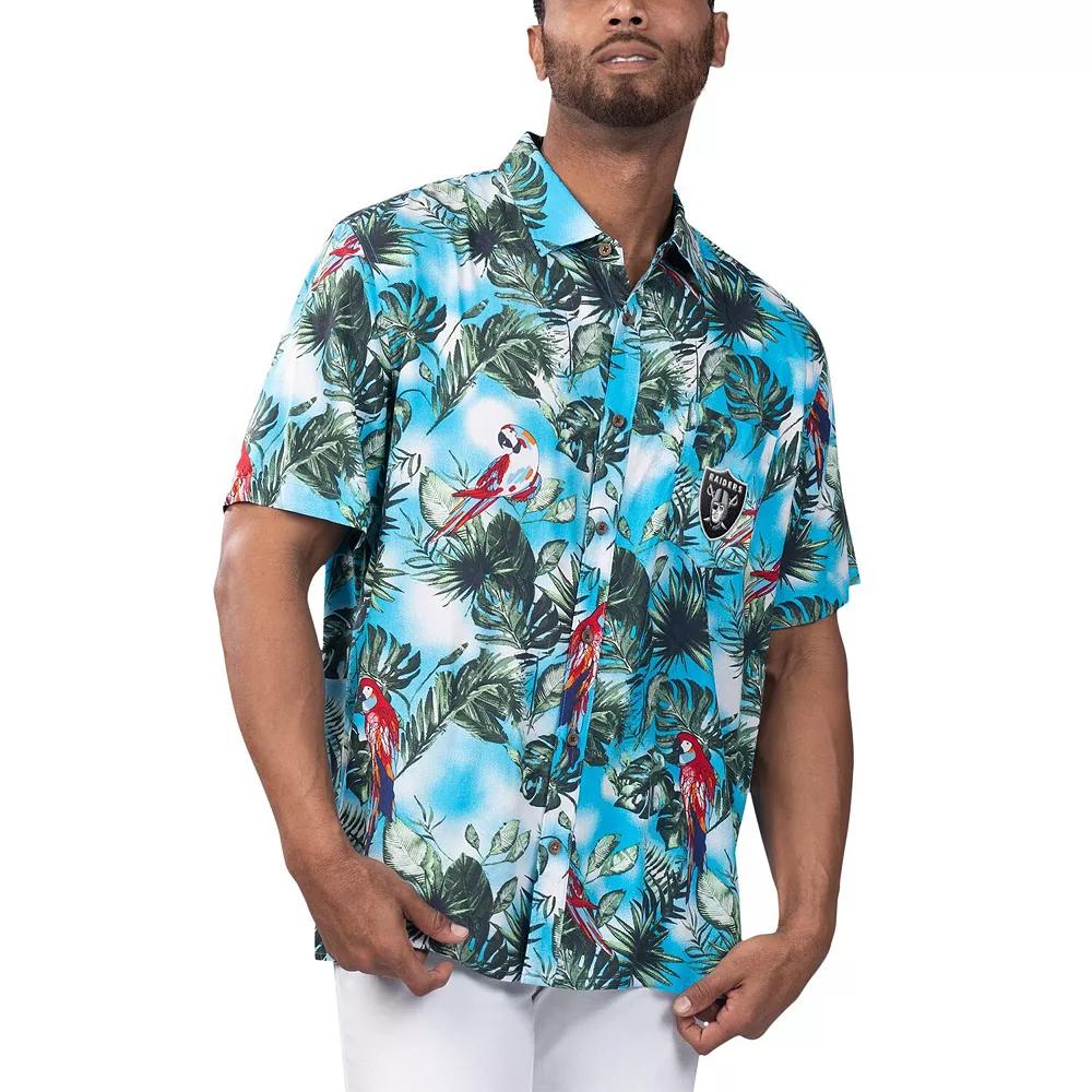 Men's Margaritaville Light Blue Las Vegas Raiders Jungle Parrot Party Button-Up Shirt, Size: Medium, Lvr Light Product Image