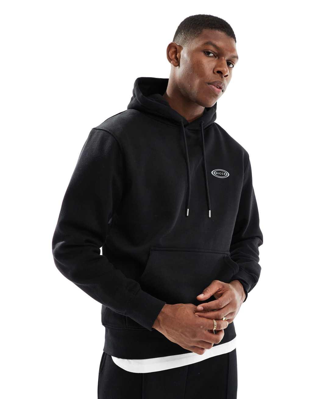 Nicce back print logo hoodie in black  Product Image
