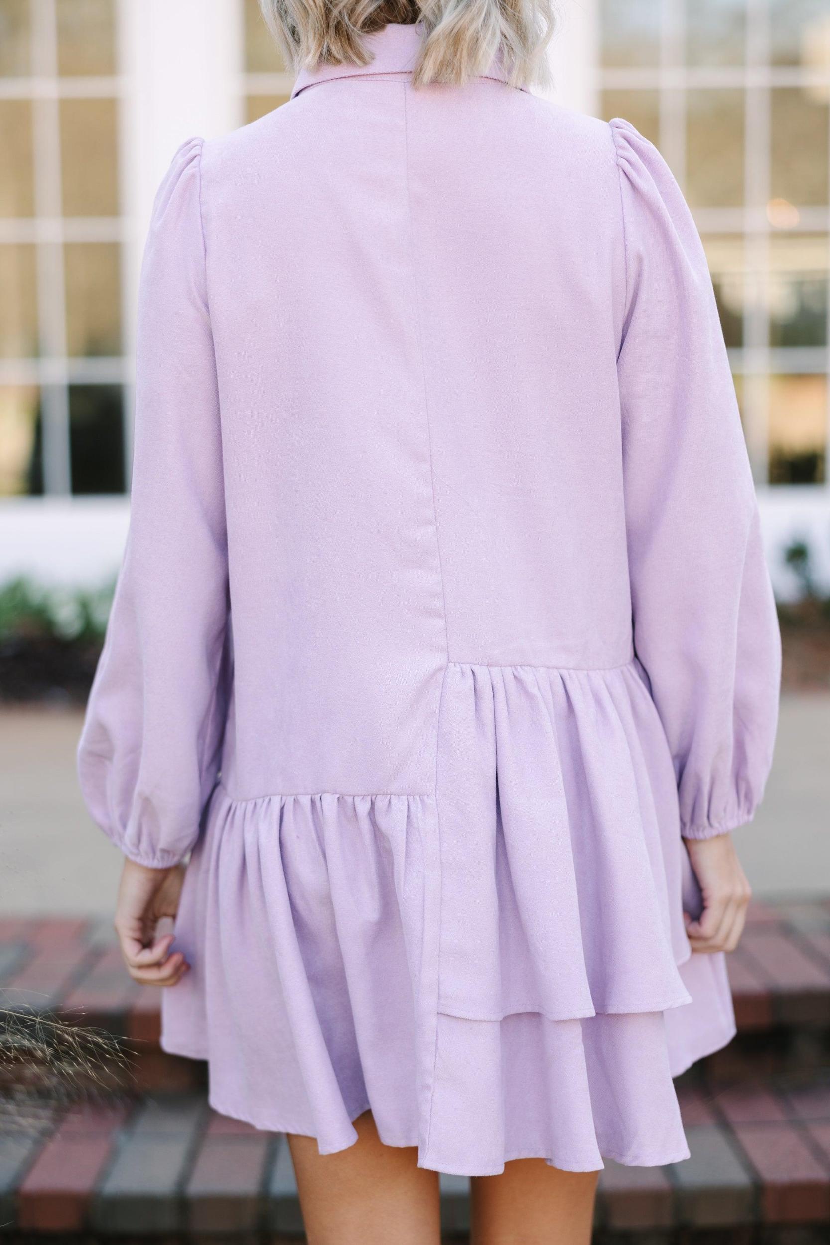 It's Your Place Lilac Purple Corduroy Button Down Dress Female Product Image