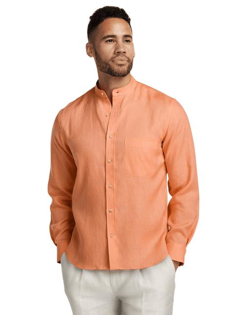 Linen Solid Casual Shirt - Pink Product Image