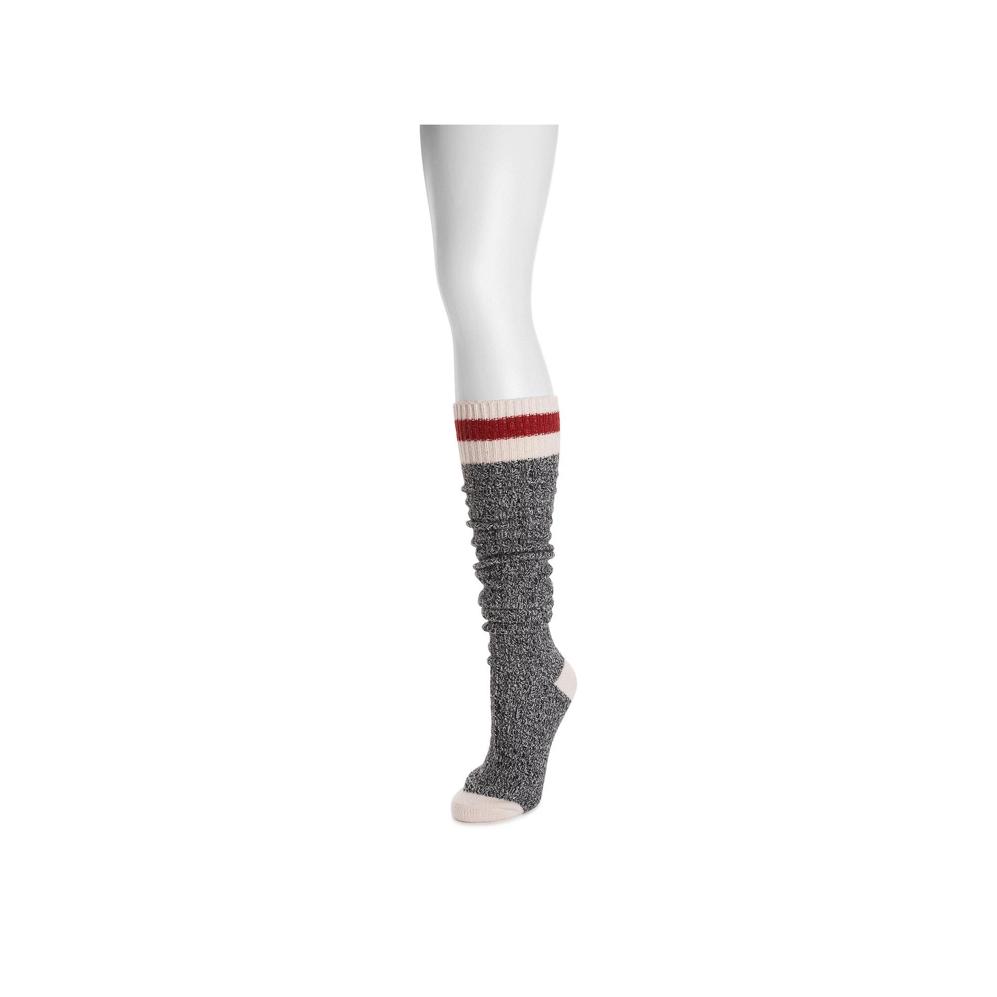 Womens MUK LUKS Slouch Rib Socks, Ebony White Product Image