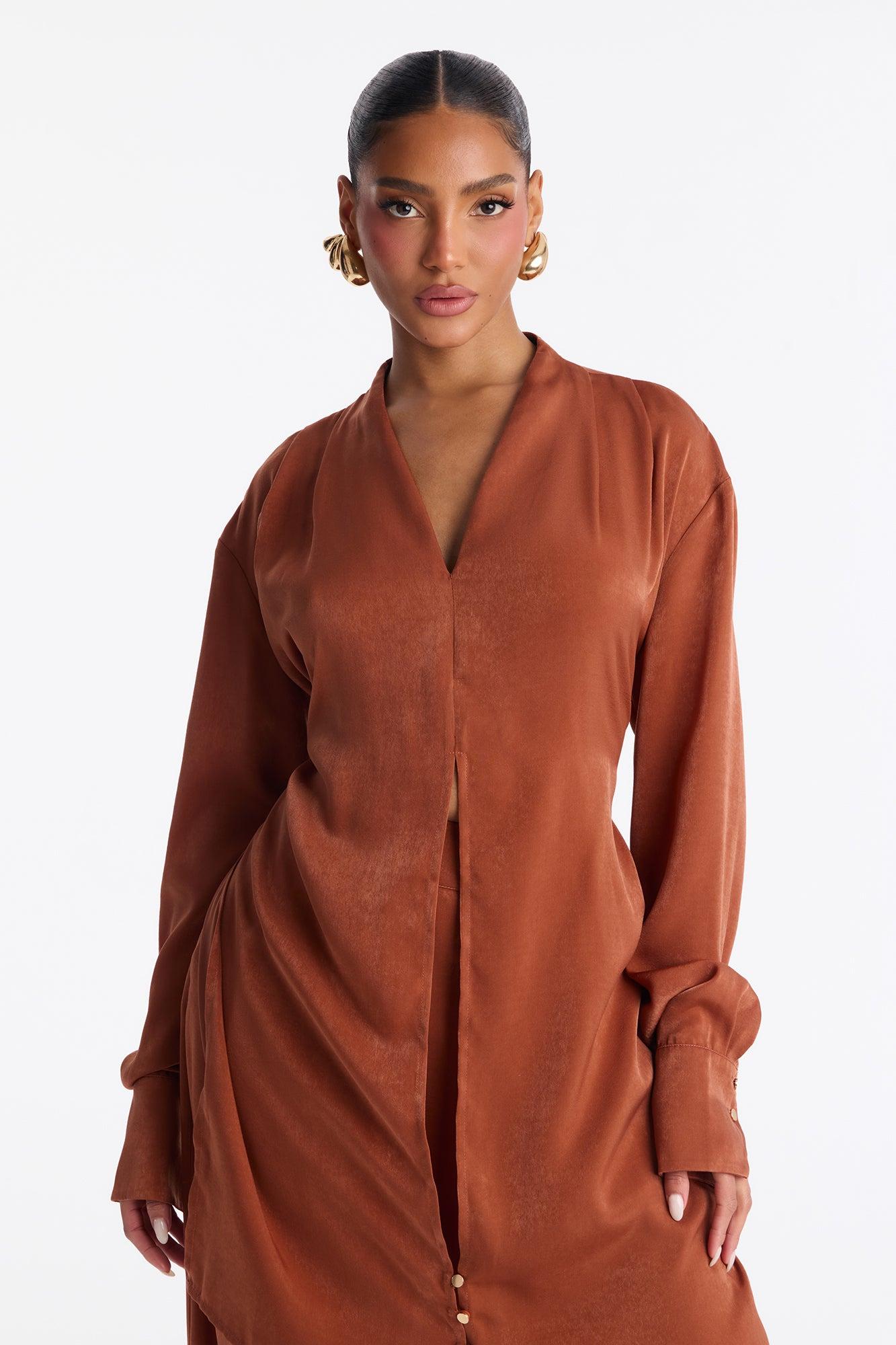 Into You Satin Pant Set - Rust Female Product Image