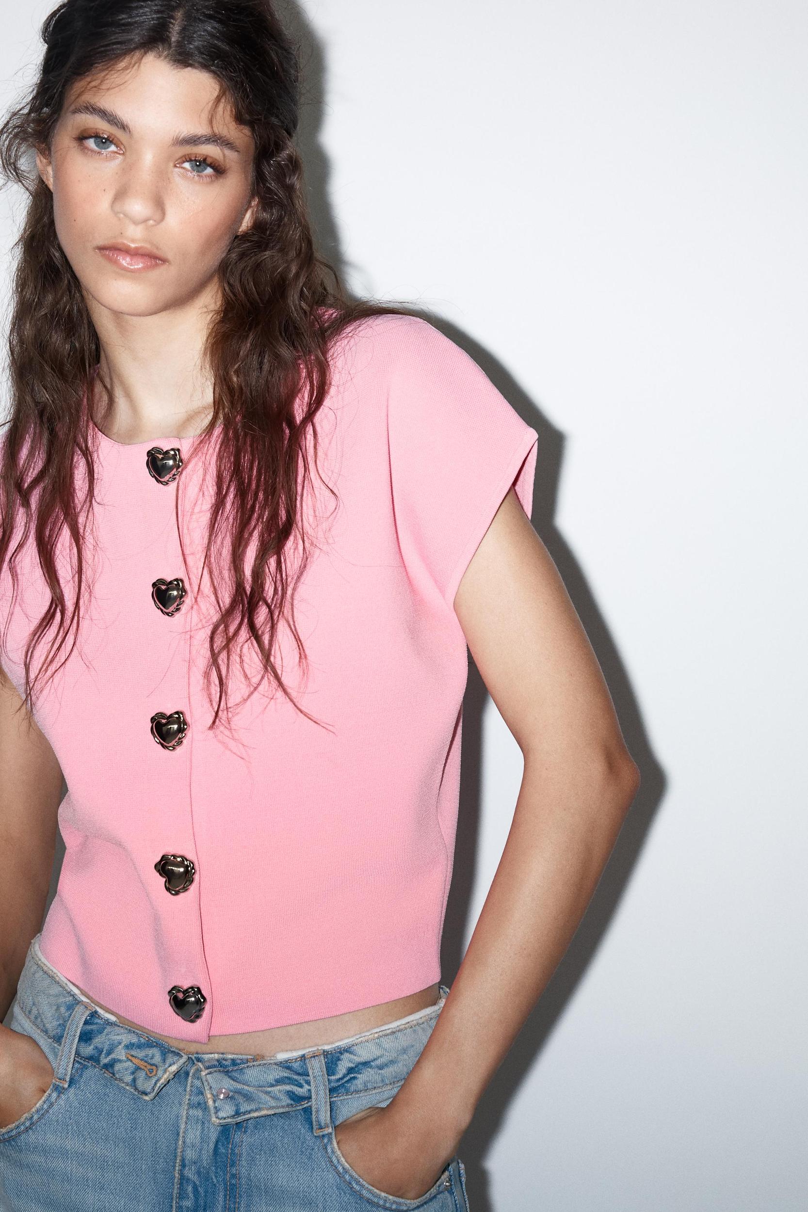 HEART BUTTON KNIT TOP Product Image