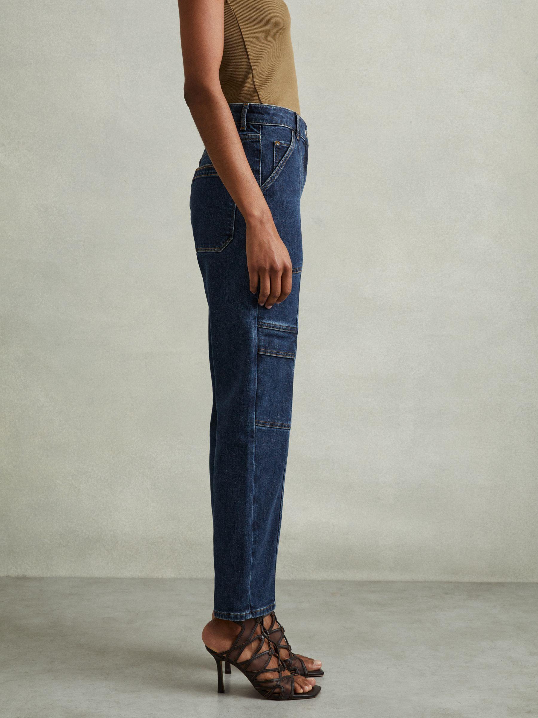 Garment Dyed Utility Tapered Jeans in Dark Blue Product Image
