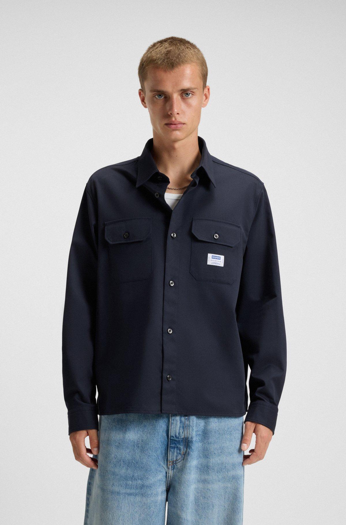 Cotton-twill shirt with logo label Product Image